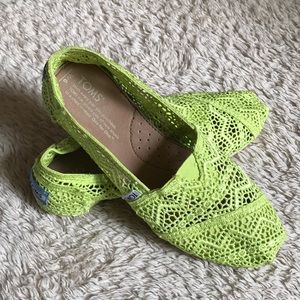 Toms Neon Green Crochet Shoes